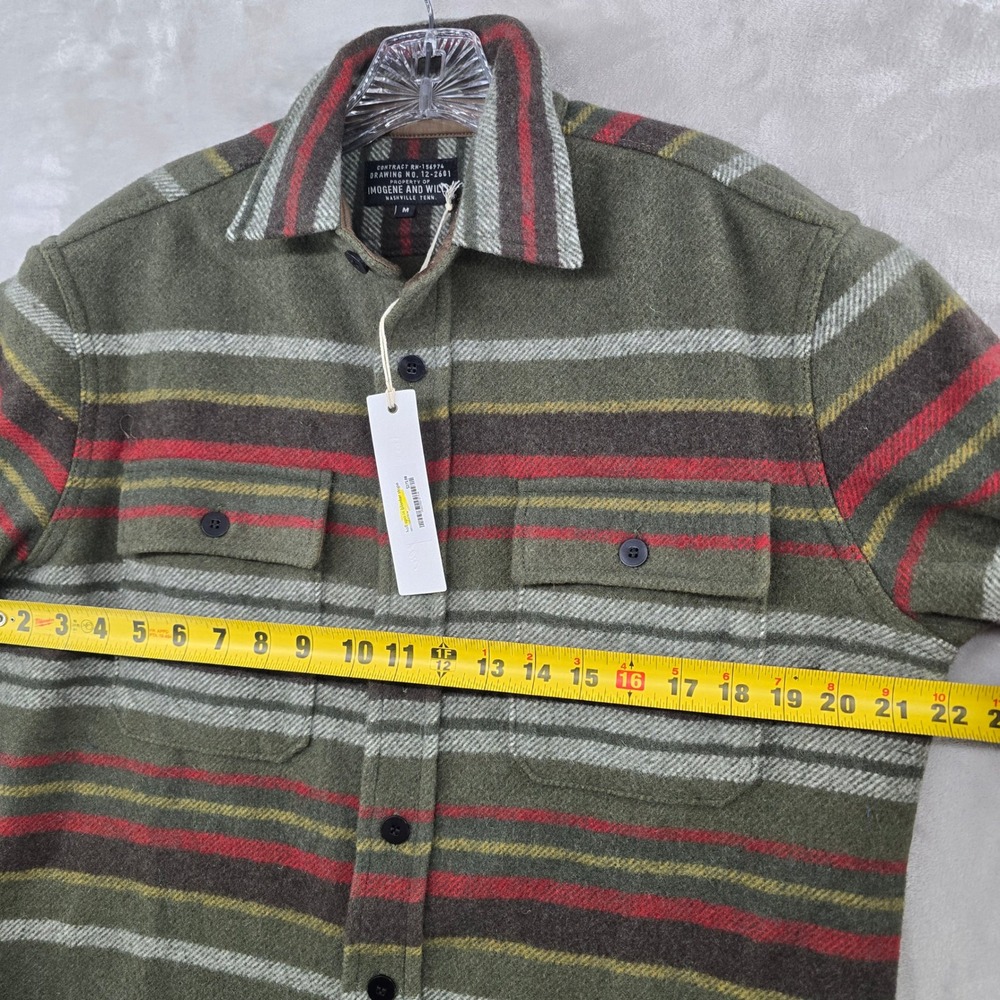 Imogene and Willie Hall CPO Mens M Green Blanket Stripe Wool Blend Shirt Jacket - Picture 5 of 9